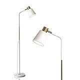 LALISU Stehlampe Industrielle Wohnzimmer Rustikale Bauernhaus Leselampe mit Metll Lampenshirm, Klassische Modern Standleuchte mit E27 LED Warmweiß Birne für Wohnzimmer, Schlafzimmer, Büro (Weiß)