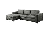 Stylefy Ecksofa NELA L-Form mit Ottomane Links - Eckcouch (HxBxL): 83x160x271 cm - Strukturstoff Preston Grau