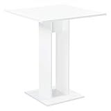 [en.casa] Küchentisch Quadratisch 65 x 65 x 78 cm Säulentisch Esszimmertisch aus Spanplatte Speisetisch Tisch Weiß Hochglanz