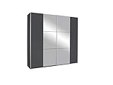 Rauch Möbel Kronach Schrank Schwebetürenschrank, 2-türig, Grau Metallic mit 2 Spiegel, inkl. Zubehörpaket Basic 2 Kleiderstangen 2 Einlegeböden, BxHxT 218x210x59 cm