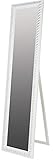 Casa Padrino Barock Standspiegel Weiss mit wunderschönem antik-weißem Kordelrahmen H. 180 cm - Handgefertigt