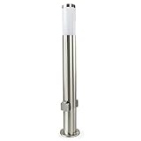 DBLV LED 80 cm Stand-Leuchte mit 2 Steckdosen & LED Leuchtmittel - Wege-Leuchte aus Edelstahl - Outdoor Außen-Lampe - Garten-Lampe für Balkon & Rasen