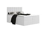 Generisch Boxspringbett MERA Bett mit Bettkästen Bonell Matratze Topper für Schlafzimmer (Weiß - Madryt 120, 180x200)