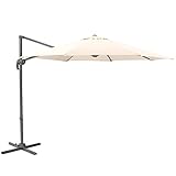 SVITA Sonnenschirm 3m Durchmesser Garten Ampelschirm Outdoor 360° Schirm Alu drehbar kippbar Beige