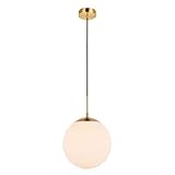 JMWYH Kronleuchter aus gebürstetem Messing, Sputnik-Deckenlampe, nordische Kugellampe bei Licht, Anhänger mit mundgeblasenem Glasschirm, milchig-weißer Kugel-Kronleuchter, Kugellampe (gl