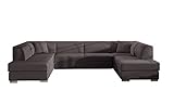 ALTDECOR Ecksofa in U-Form mit Schlaffunktion und Bettkasten mit Gasdruckfeder, Polstercouch Wohnlandschaft rückenecht gepolstert, ideal als Gästebett 340x220x80 cm Hellbraun