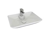Aqua Bagno | Waschbecken, Design Aufsatzwaschbecken, Waschtisch, aus Keramik, ohne Überlauf | 53x40x14,7cm | Weiß