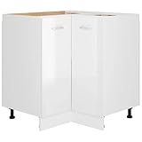 vidaXL Eckunterschrank 2 Regalböden Küchenschrank Küchenzeile Eckschrank Küchenmöbel Einbauküche Schrank Hochglanz-Weiß 75,5x75,5x80,5cm Holzwerkstoff