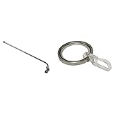 GARDINIA Schwenkstange, Metall-Stange inkl. Befestigungsmaterial, Wandabstand 1,5 cm, Länge 55-85 cm, Edelstahl-Optik & Gardinenringe für Gardinenstangen mit Ø 20 mm, 10 Stück, Edelstahl-Optik