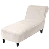 KRUPTI Samt Chaiselongue Schonbezüge,Liegesessel Stuhlbezug, Stretch Relaxliege Schonbezug Relaxliege Deluxe Stuhlbezüge,Schonbezug Stretch rutschfest,Maschinenwaschbar (Schwarz)(Color:Weiß)