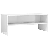 vidaXL TV Schrank Lowboard Couchtisch Fernsehschrank Fernsehtisch Sofatisch TV Tisch Möbel Board Sideboard Hochglanz-Weiß 100x40x40cm Holzwerkstoff