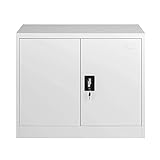 Scharniertür Metallschrank Stahlblech Stahl Aktenschrank Bücherregal mit Regalen Hellgrau 90 x 45 x 90cm - B x T x H