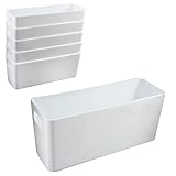 6x Ordnungsboxen - 10 cm hoch - WEIß - 20x10x10cm - 1,4 Liter - Ordnungskorb - Schubladenorganizer Schublade - Organizerbox - Ordnungssystem Kunststoff Aufbewahrung Bad Korb Schrank Schreibtisch Kiste