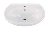 Calmwaters® Ovales Waschbecken in Weiß, aus hochwertiger Sanitär-Keramik mit Hahnloch und Überlauf zur Wandmontage, ovaler Hänge-Waschtisch Essential, 55 x 46 cm groß, 05AB2264