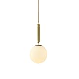 LFsem Nordisch Modern Einfache Pendelleuchte Glaskugel Deckenleuchte Einzelkopf-Hängelampe Loft Kronleuchter für Schlafzimmer Esszimmer Restaurant (Milchweiß Matt)