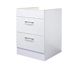 RIWAA - Kochfeld-Unterschrank Grantham - Classic & Clean - 2 Auszüge - 60 cm breit - Weiß - Made in Germany