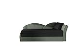 Sofa mit Schlaffunktion und Bettkasten, Couch für Wohnzimmer, Schlafsofa Federkern Sofagarnitur Polstersofa Wohnlandschaft mit Bettfunktion - ARGEA (Schwarz+Khaki (Alova 04+Alova 10), Sofa Rechts)