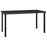 vidaXL Garten Esstisch Gartentisch Terrassentisch Balkontisch Gartenmöbel Tisch Outdoor Terrasse Schwarz 140x70x73cm Poly Rattan Stahl Glas