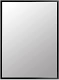 JUNZAI An der Wand montierter Kosmetikspiegel, Wandspiegel, Badezimmerspiegel, 59,9 x 80 cm, großer rechteckiger Spiegel, bruchsicherer HD-Kommode-Kosmetikspiegel, Rasierspiegel (Farbe: Schwarz
