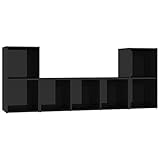 vidaXL TV Schrank Set 3-TLG. Lowboard Fernsehtisch Sideboard Fernsehschrank TV Möbel Tisch Board HiFi-Schrank Wohnzimmer Hochglanz-Schwarz Holzwerkstoff