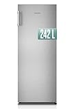 HEINRICHS freistehender Kühlschrank 242L, Vollraumkühlschrank, LED-Beleuchtung, Standkühlschrank mit 5Glasablagen+1Gemüsefach+4 Türablagen, Türanschlag wechselbar, leise 40dB, 7 Temperaturstufen,inox