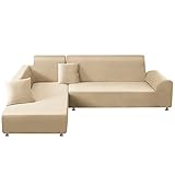 Mingfuxin Sofa-Schonbezüge, Elastische Stretch-Sofabezüge Überwürfe, Abschnitts-Sofabezüge Ecksofa Schonbezug Möbelschutz with 2 Stücke Kissenbezug für 3 Sitzer + 3 Sitzer L-förmige Sofa