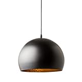 riess-ambiente.de Elegante Hängelampe BLACK GOLDEN BALL 30cm schwarz E27 mit Blattgoldoptik Hängeleuchte Kugelleuchte