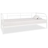 vidaXL Bettgestell Metallbett Bettsofa Bett Tagesbett Kojenbett Einzelbett Schlafzimmerbett Lattenrost Bettrahmen Weiß Metall 90x200cm