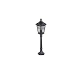 TOTLAC Schwarzes Metall Aluminium Höhe 88 cm Rasensäulenleuchte im Freien IP42 Wasserdicht Retro Glas Garten Hofpfostenleuchte Gemeinschaftsstraße Balkonbeleuchtung Säulenlampe