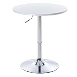 Stehtisch Φ60cm Höhenverstellbar Runder Bistrotisch PVC-Oberseite Mit Schwenkbar Home Küche Essen Sockel Aus Stahl(Color:Weiß)