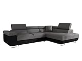 Mirjan24 Ecksofa Torezio mit Bettkasten, Einstellbare Kopfstützen, Sofa mit Schlaffunktion, Eckcouch für Wohnzimmer, Polsterecke, L-Form Couch mit Bettfunktion (Soft 011 + Lux 06, Seite: Rechts)