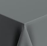 Venilia Tischdecke Uni Grau, Tischtuch, Tischwäsche, Tischdeko, bügelfrei, aus Polyester, rechteckig, 1,5 x 3m, 59538