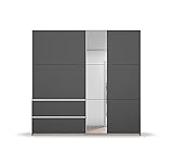 Rauch Möbel Sevilla Schrank Kleiderschrank Schwebetürenschrank, Graumetallic, Griffleisten alufarbig, 2-türig mit Spiegel, inkl. 2 Kleiderstangen, 2 Einlegeböden BxHxT 218x210x59 cm