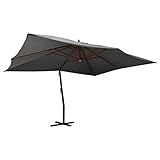 LAPOOH Ampelschirm mit Holzmast, Sonnwnschirm, Sonnenschirm, Parasol, 400x300 cm Anthrazit