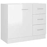 vidaXL Waschbeckenunterschrank Waschtisch Unterschrank Badmöbel Badschrank Badezimmerschrank Badezimmer Hochglanz-Weiß 63x30x54cm Spanplatte