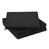 Relaxdays Stuhlkissen 4er Set, 39,5x39,5 cm, Sitzkissen mit Bändern, Indoor & Outdoor, Polyester, Stuhlpolster, schwarz, 4