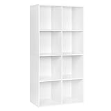 WOLTU Bücherregal 8 Fächer, Standregal Weiß, freistehendes Würfelregal, Büroregal Aktenregal Aufbewahrungsregal Raumteiler, 60x121x29,5 cm (BxHxT), SK002ws4