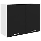 BULANED Hängeschrank, Küchenhängeschränke, Küchenschrank Hängend, Wall Cabinet, Oberschrank, Wandschrank Küche, Schwarz 80x31x60 cm Spanplatte