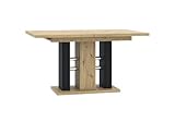 ALTDECOR Esstisch ausziehbar, ideal als Küchentisch, Esszimmertisch - oder Wohnzimmertisch, solide Konstruktion aus Möbelplatte, 140-180x90x75 cm - Artisan Eiche Optik/Schwarz - ILD