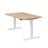 boho office® Homedesk - 140 x 80 cm - elektrisch stufenlos höhenverstellbarer Schreibtisch in Weiß (RAL9016) mit Memoryfunktion, inkl. Tischplatte in Wildeiche