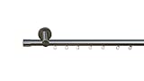 tilldekor Innenlauf Gardinenstange nach Maß, Andrax 1-läufig, edelstahl-optik, 20mm Durchmesser, auf Maß gefertigt, 110 cm, inkl. Trägern und Endstücken