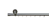 tilldekor Innenlauf Gardinenstange nach Maß, Andrax 1-läufig, edelstahl-optik, 20mm Durchmesser, auf Maß gefertigt, 150 cm, inkl. Trägern und Endstücken