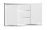 ADGO 2D3S Kommode mit 2 Türen und 3 Schubladen 120x75x40cm, Klassischer Schrank mit Regalen für Schlafzimmer Wohnzimmer Tief Freistehend Platzsparend(Versand in 2 Packs) (Weiß)