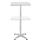 [en.casa] 2in1 Stehtisch Järpen 75/115 cm Höhenverstellbar Bartisch Quadratisch klappbar Bistrotisch Indoor Outdoor Aluminiumgestell Silber