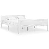 Susany Kiefernholz Massivholzbett Bettgestell Holzbett Futonbett Bett Doppelbett Bettrahmen mit Lattenrost Schlafzimmerbett Weiß 120x200 cm