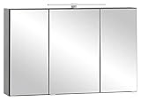 Nicht Zutreffend Spiegelschrank - Graphit Dekor - B 100 cm - mit LED-Aufsatzleuchte