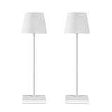 Allesin 2er Set Tischlampe kabellos, led tischlampe akku, nachttischlampe touch dimmbar mit USB Ladestation, metall Tischleuchte batteriebetrieben, indoor & outdoor, IP54 wasserdicht, 38cm Höhe