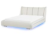 Beliani Schönes Lederbett weiß Lattenrost 160 x 200 cm mit LED-Streifen Nantes