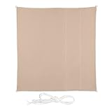 Relaxdays Sonnensegel, 2,5 x 2,5 m, wasserabweisend, Polyester, Spannseile, Segeltuch quadratisch, Garten, Balkon, beige