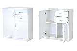 Home Collective Kommode mit 2 Schubladen und 2 Türen 74x85x35 cm (B/H/T) schmal in weiß, Highboard Sideboard Mehrzweckschrank Schrank Schlafzimmer
